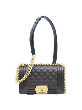 Chanel Black Caviar Gold Boy Bag